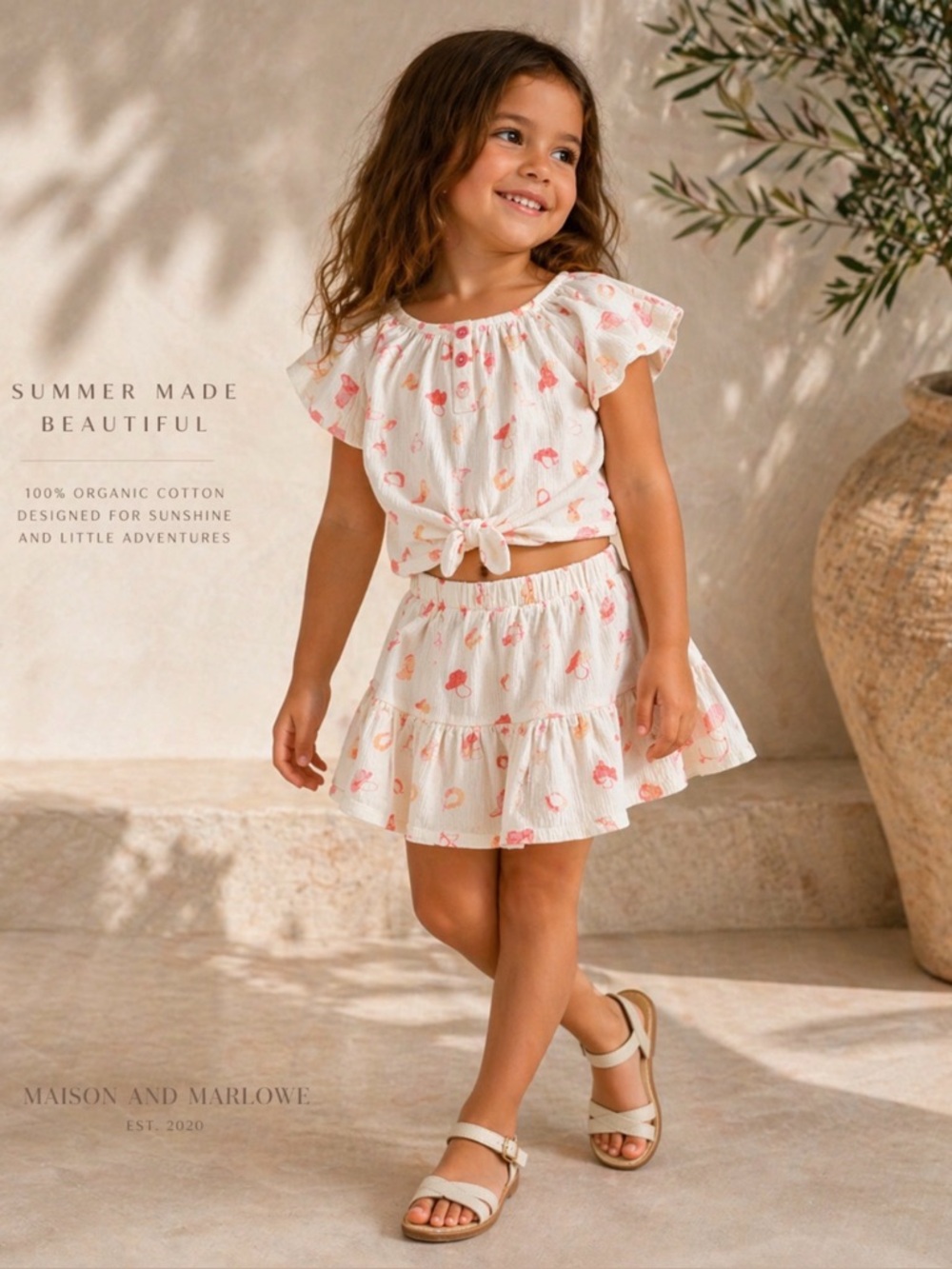 Cynthia Rowley White and Pink Kids Skirt Set